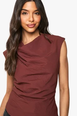 boohoo Blouse tissée à col haut texturée<Femme Tops D’Automne|Tops