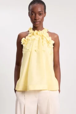 Blouse Tissée À Col Licou Avec Appliqué Floral