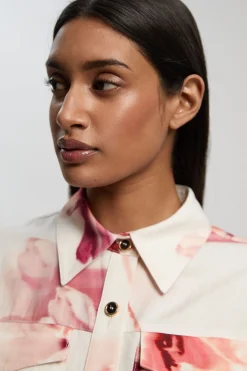 KarenMillen Blouse Tissée En Viscose Lin Premium À Détail Surpiqué Avec Couture Taille<Femme Ensembles|Tenues De Plage