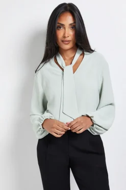 Blouse Tissée Petite à Col Noué