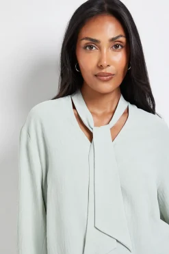 Blouse Tissée Petite à Col Noué