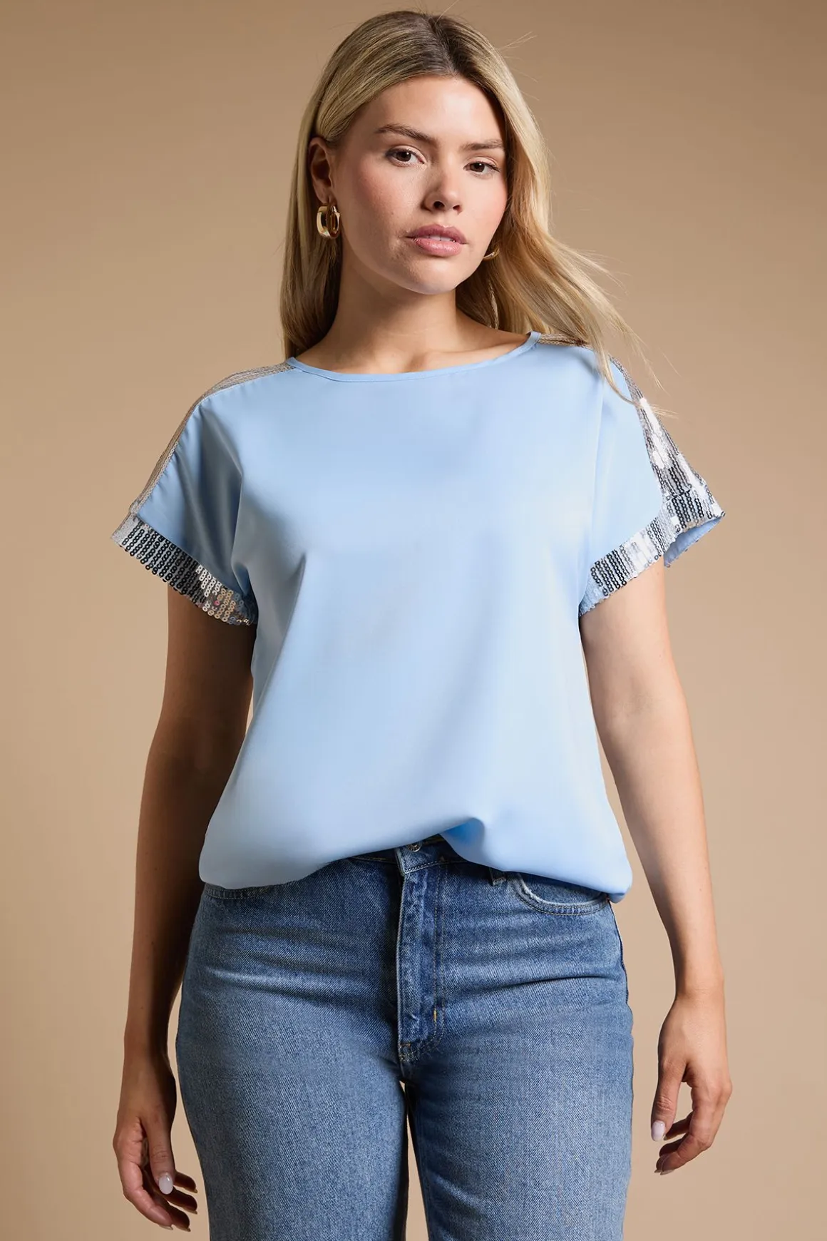 Blouse T-Shirt à Manches Courtes avec Sequins
