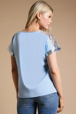 Blouse T-Shirt à Manches Courtes avec Sequins