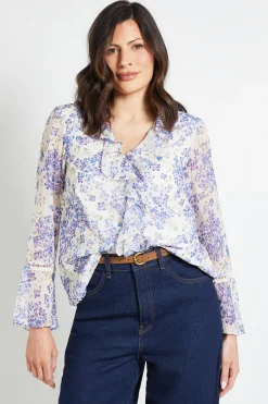Wallis Blouse À Volants Avec Bordure En Dentelle Florale<Femme Satin Et Dentelle|Tops