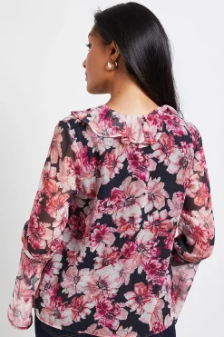 Wallis Blouse À Volants Avec Bordure En Dentelle Florale Petite Taille<Femme Satin Et Dentelle|Tops