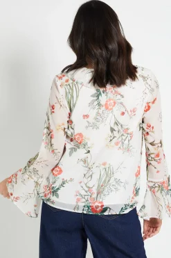 Blouse à Volants avec Finitions en Dentelle Florale
