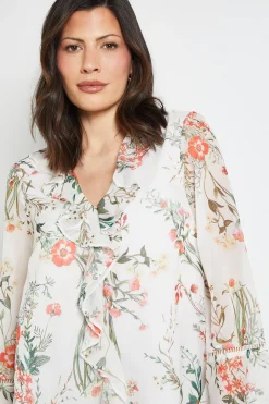 Blouse à Volants avec Finitions en Dentelle Florale