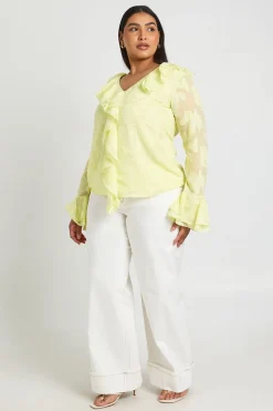 Blouse À Volants Dévoré Grande Taille