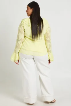 Blouse À Volants Dévoré Grande Taille