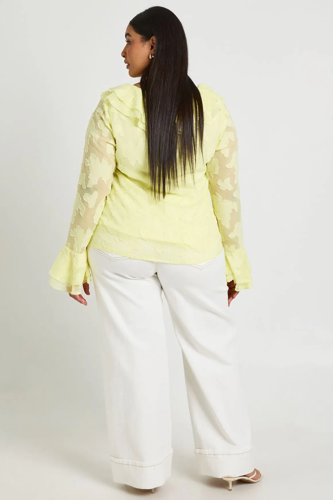 Blouse À Volants Dévoré Grande Taille