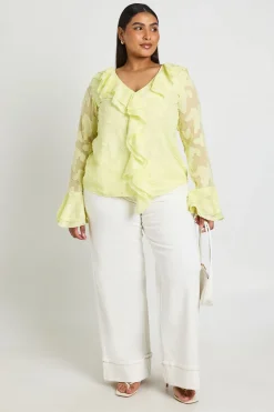 Blouse À Volants Dévoré Grande Taille