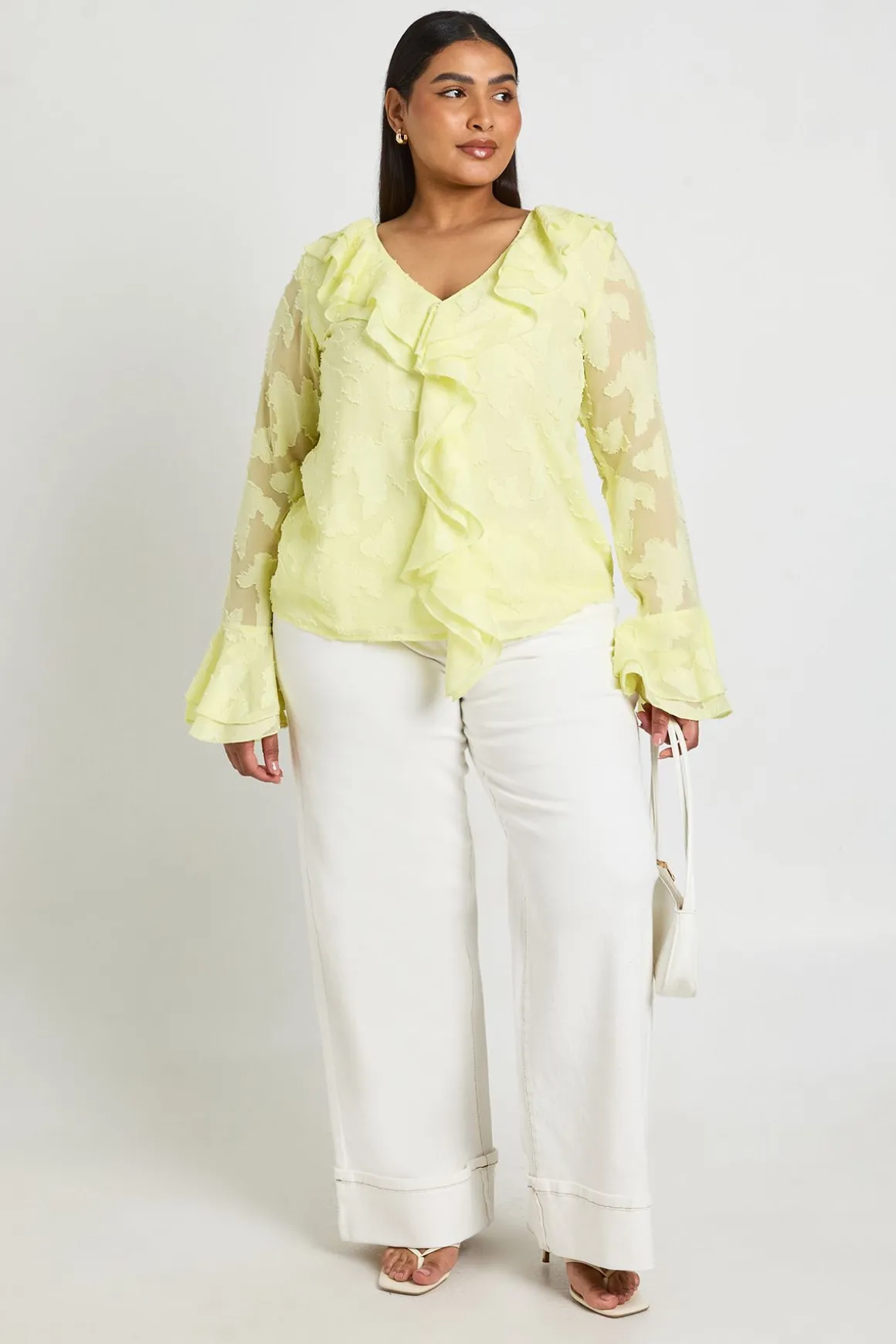 Blouse À Volants Dévoré Grande Taille