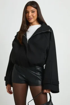 boohoo Blouson Aviateur Col Cheminée Avec Détail Ceinture<Femme Vestes & Manteaux
