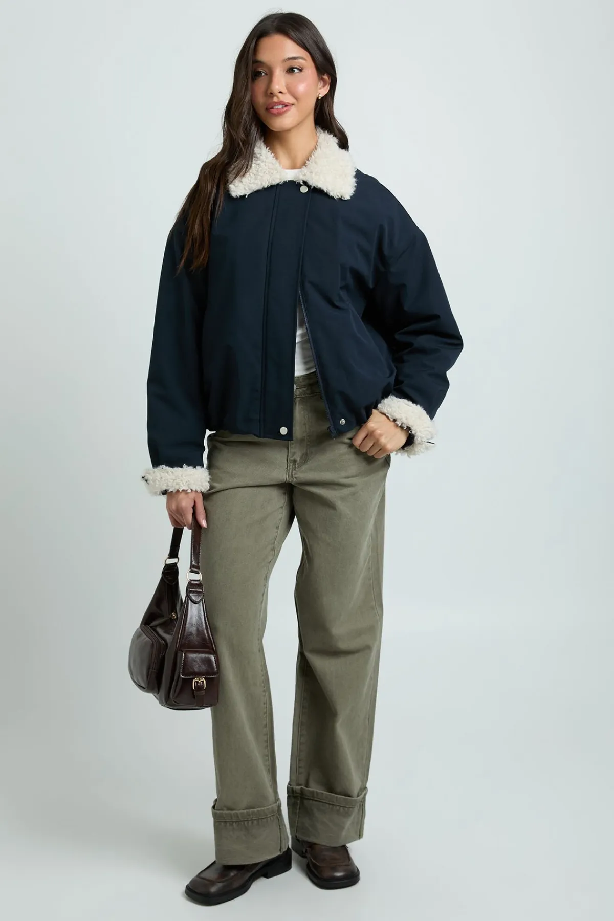 boohoo Blouson Aviateur À Col En Synthétique<Femme Vestes & Manteaux|Bombers