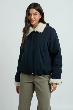 boohoo Blouson Aviateur À Col En Synthétique<Femme Vestes & Manteaux|Bombers