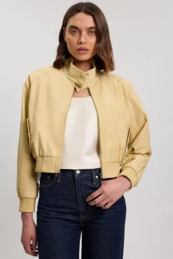 KarenMillen Blouson Aviateur En Cuir<Femme Manteaux Et Vestes D’Automne|Vestes & Manteaux