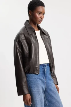 Blouson Aviateur En Cuir À Col