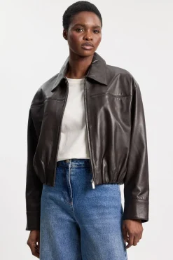 Blouson Aviateur En Cuir À Col