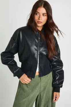 boohoo Blouson Aviateur En Synthétique<Femme Vestes & Manteaux|Bombers
