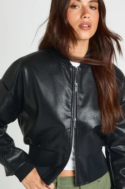 boohoo Blouson Aviateur En Synthétique<Femme Vestes & Manteaux|Bombers