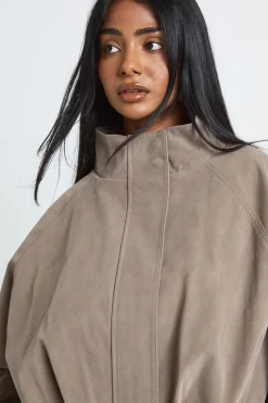boohoo Blouson Aviateur En Synthétiquecuir À Col Montant<Femme Looks De Rentrée|Tons Neutres