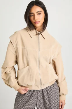 boohoo Blouson Aviateur En Synthétique Avec Surpiqûres Contrastées<Femme Vestes & Manteaux
