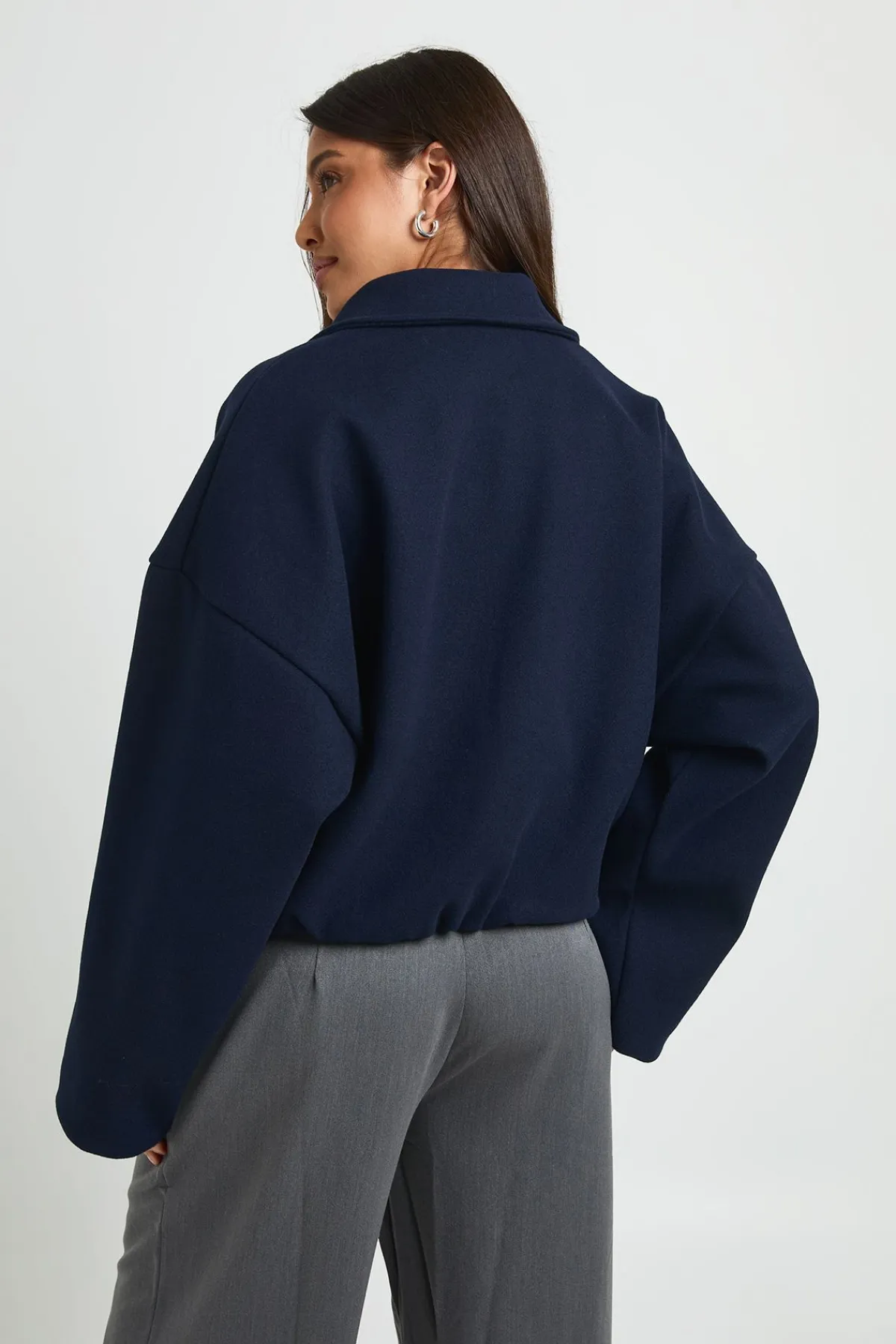 boohoo Blouson Bomber Aspect Laine À Col Étalé<Femme Vestes & Manteaux