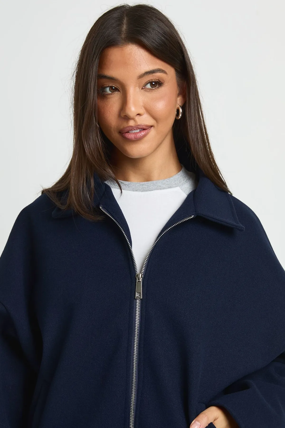 boohoo Blouson Bomber Aspect Laine À Col Étalé<Femme Vestes & Manteaux