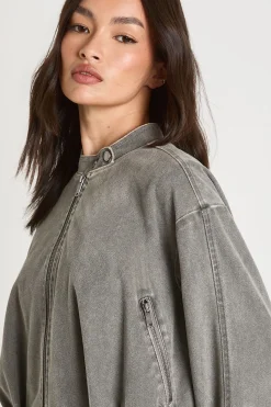 boohoo Blouson Bomber Aspect Vintage En Synthétique À Ourlet Bouffant<Femme Vestes & Manteaux