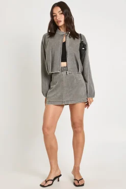 boohoo Blouson Bomber Aspect Vintage En Synthétique À Ourlet Bouffant<Femme Vestes & Manteaux