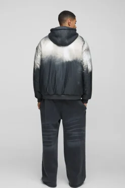 Blouson Bomber à Casynthétiqueche Surdimensionné Imprimé Abstrait Anthracite