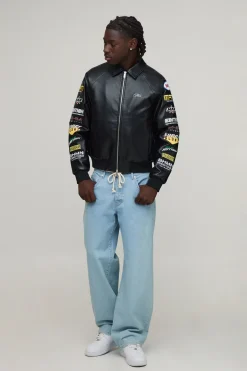 boohooMAN Blouson Bomber À Col Avec Écussons Rodéo Sur Les Manches<Homme Manteaux Et Vestes