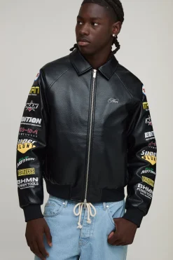 boohooMAN Blouson Bomber À Col Avec Écussons Rodéo Sur Les Manches<Homme Manteaux Et Vestes