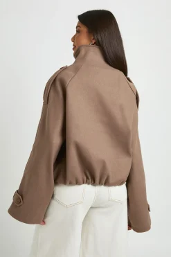Blouson Bomber Col Cheminée Avec Détail Ceinture