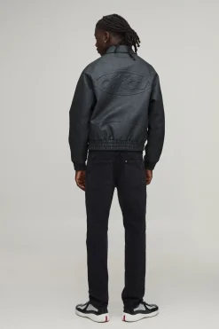 boohooMAN Blouson Bomber Col Côtelé Coupe Ample OFCL Effet Gaufré<Homme Manteaux Et Vestes