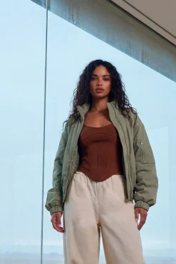 Blouson Bomber À Col Montant
