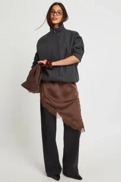 Blouson Bomber Col Montant Aspect Laine