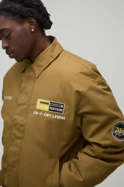 boohooMAN Blouson Bomber Col Montant Coupe Oversize Avec Écusson Appliqué Homme<Homme Manteaux Et Vestes