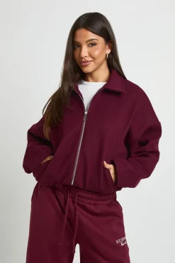 Blouson Bomber Col Pointu Effet Laine