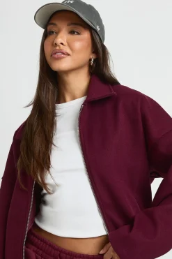 Blouson Bomber Col Pointu Effet Laine