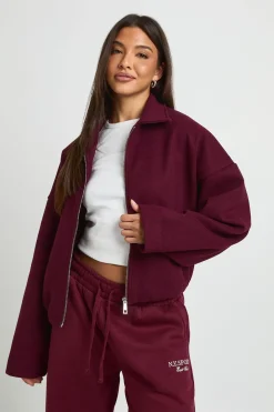 Blouson Bomber Col Pointu Effet Laine