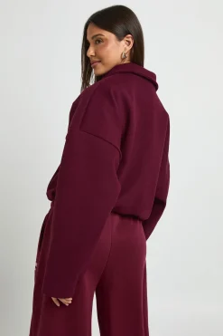 Blouson Bomber Col Pointu Effet Laine