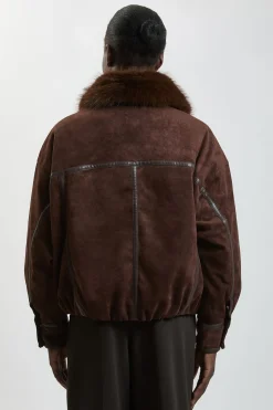 Blouson Bomber Court En Mélange De Synthétique