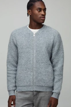 Blouson bomber en maille bouclé, coupe Regular Fit