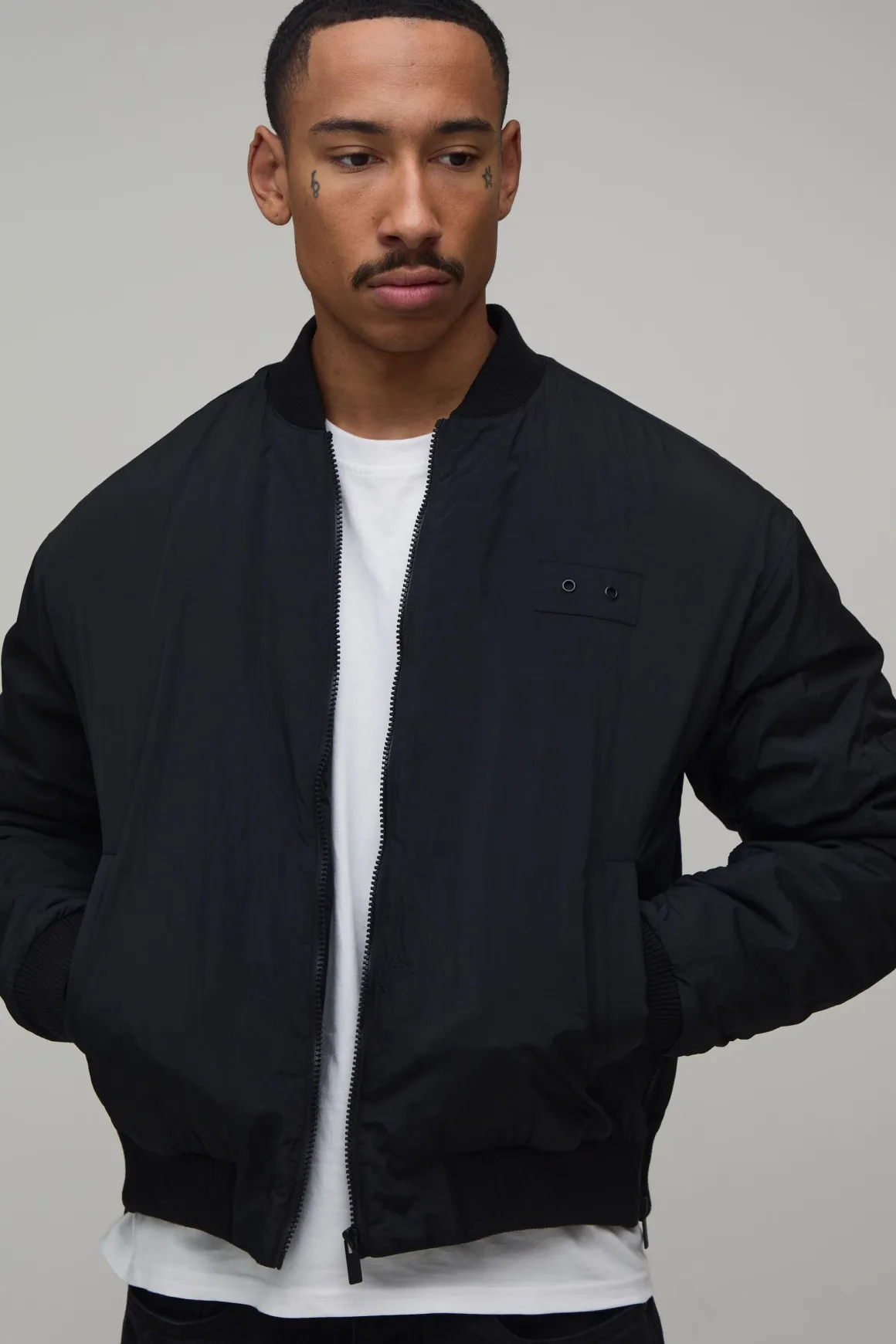 Blouson Bomber En Nylon À Fermetures Éclair Latérales Coupe Regular