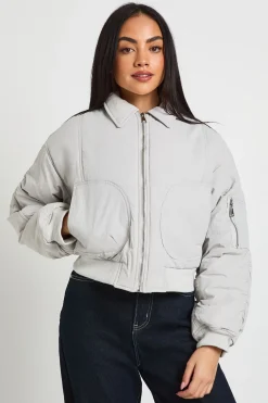 Blouson bomber à manches froncées