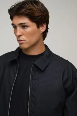 Blouson Bomber Oversize Boxy Plissé Aspect Cuir SYNTHÉTIQUE