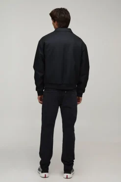 Blouson Bomber Oversize Boxy Plissé Aspect Cuir SYNTHÉTIQUE