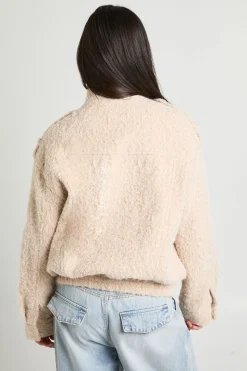 Blouson Bomber Oversize Texturé Aspect Laine