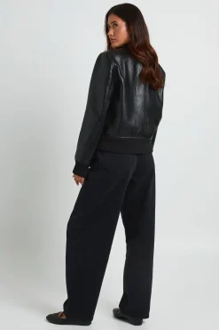 Blouson Bomber À Épaulettes En Synthétiquecuir Grainé